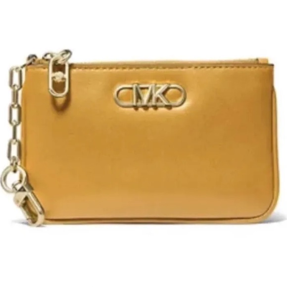 MICHAEL KORS Parker Key Card Holder Card Coin Case Marigold NWT Signature - Picture 2 of 4